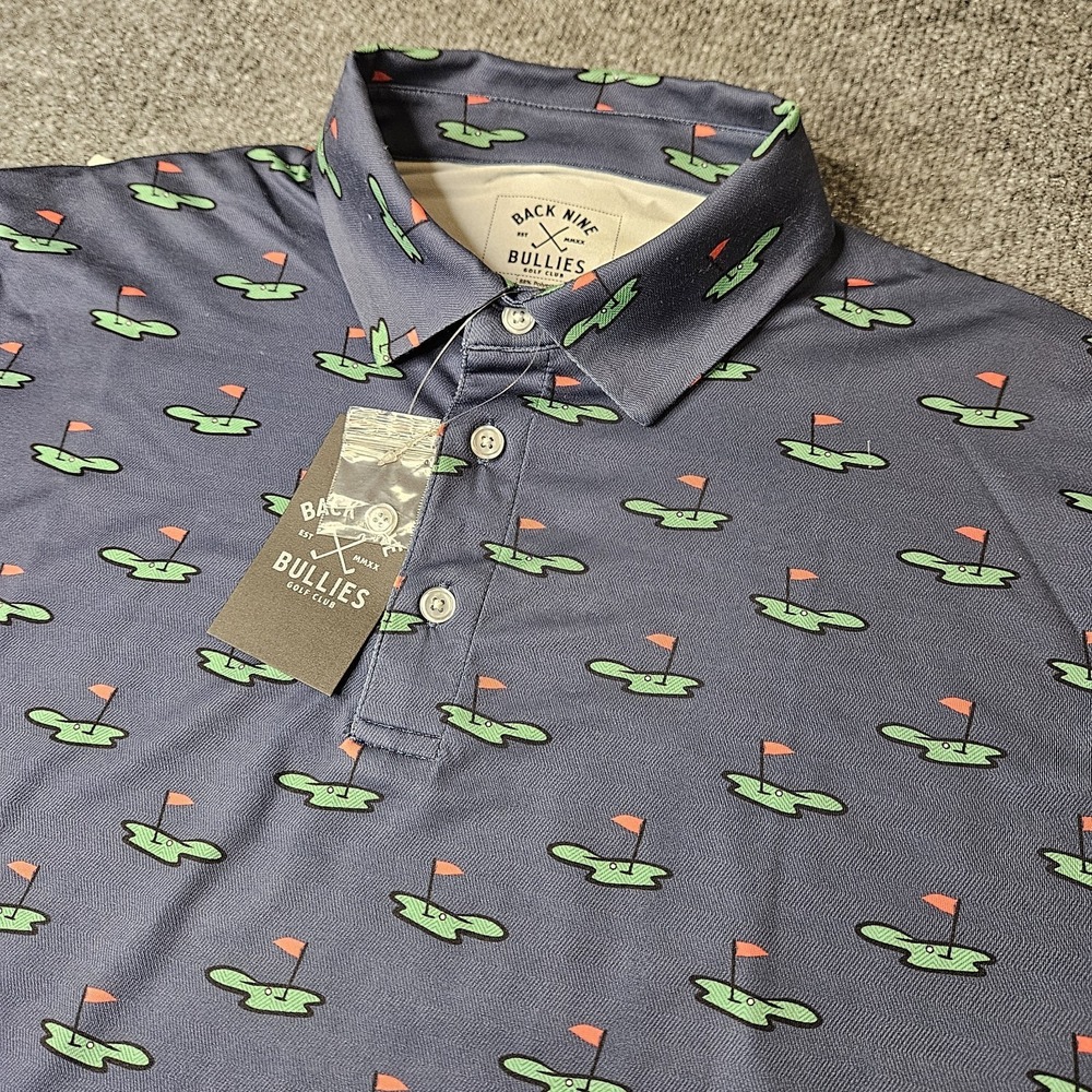 NWT Back Nine Bullies Mens Golf Club Polo Shirt Size Small Putting Green - Picture 1 of 6
